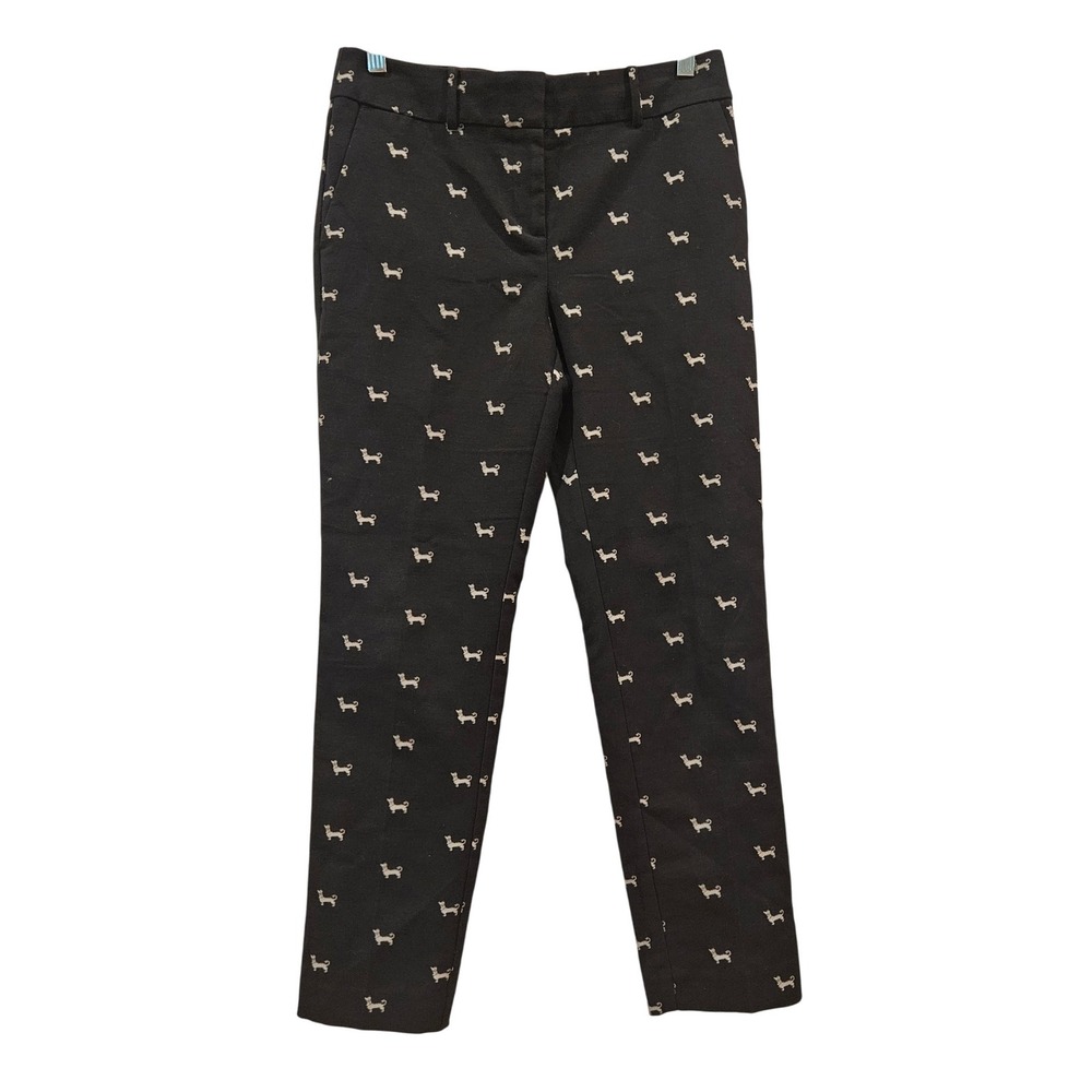 LOFT‎ Marisa Fit Pants Women's Size 4 Black Dachshund Dog Print Stretch